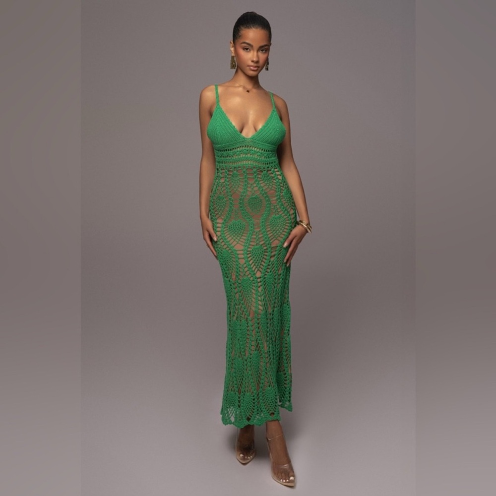 JLUXLABEL Green Great Escape Crochet Maxi Dress M